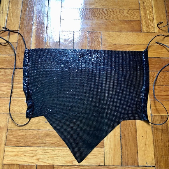 Vintage Chain Mail Metal Mesh Gunmetal Black Halter Top - Picture 14 of 17